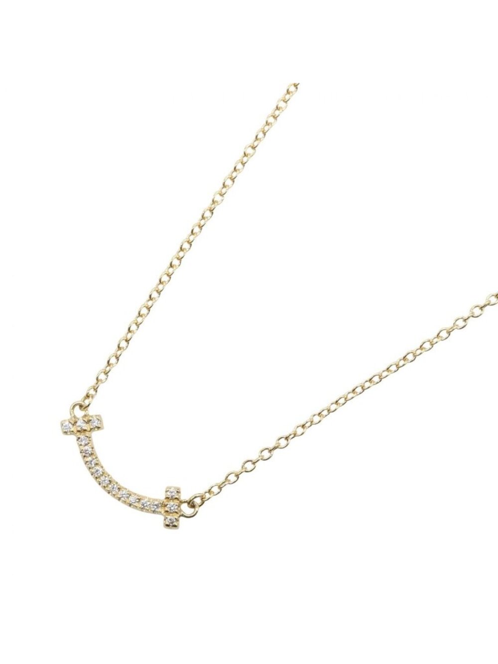 Tiffany & Co Necklace T Smile Mini Diamond 40.5 45.5 cm 18k